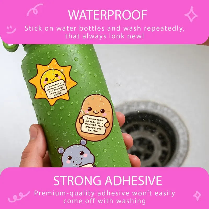 50 Pcs/1 Pack🤗 Positive Emotional Support Buddies Stickers – Inspirational, Waterproof & No Residue🎁 Uplifting Gifts for Kids, Teens, Coworkers & Yourself 😻