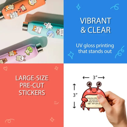 50 Pcs/1 Pack🤗 Positive Emotional Support Buddies Stickers – Inspirational, Waterproof & No Residue🎁 Uplifting Gifts for Kids, Teens, Coworkers & Yourself 😻