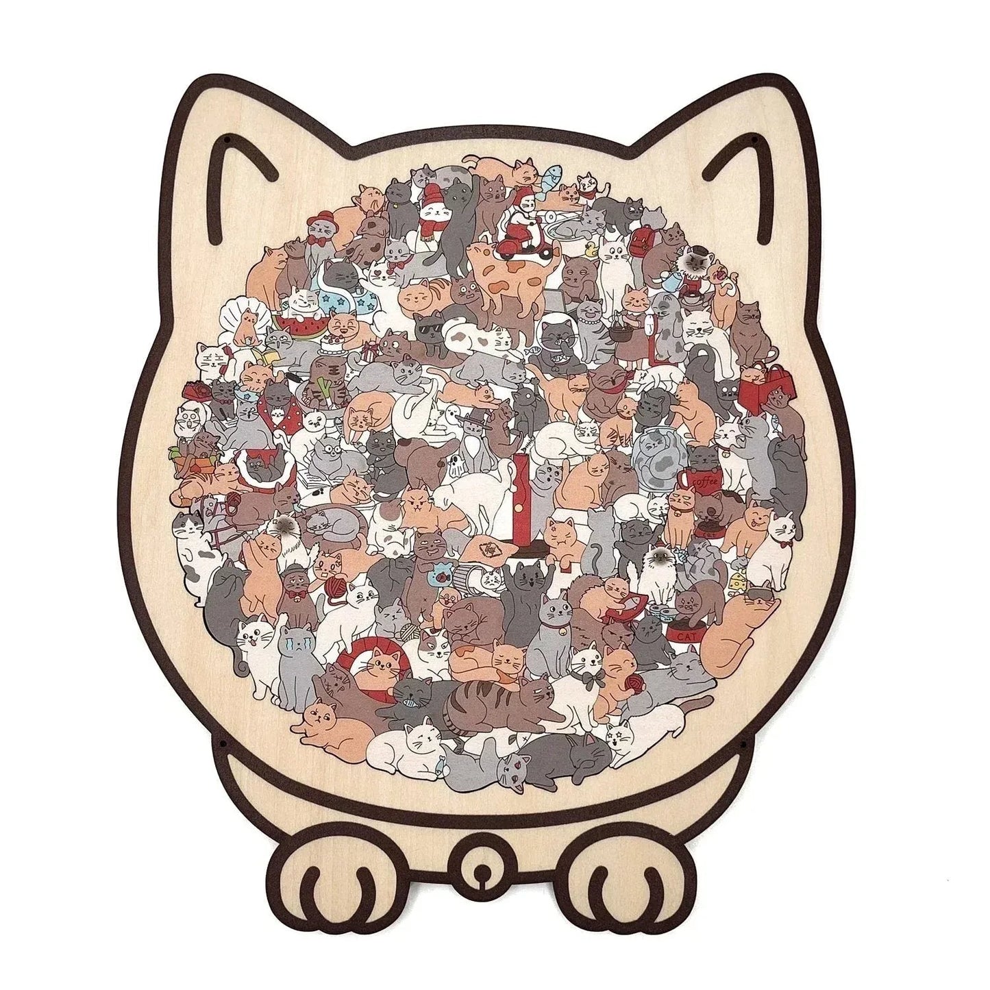 Cat Shaped Wooden Jigsaw Puzzle