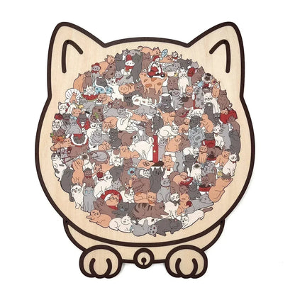 Cat Shaped Wooden Jigsaw Puzzle
