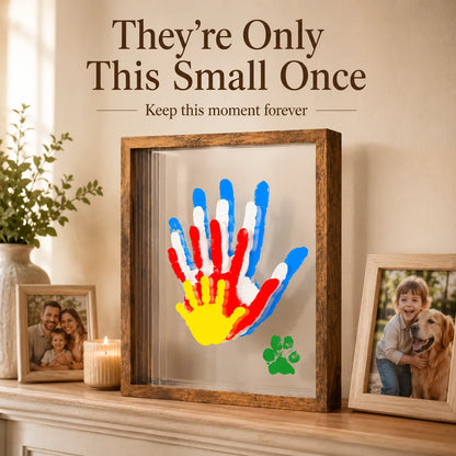 Wooden Transparent Handprint Frame Set, DIY Family Memorial Gift Kit