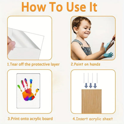 Wooden Transparent Handprint Frame Set, DIY Family Memorial Gift Kit
