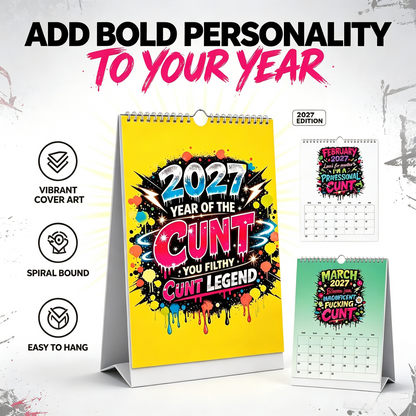 2027 Year of the Cunt Wall Calendar – Bold Graffiti Humor Calendar📆🌟