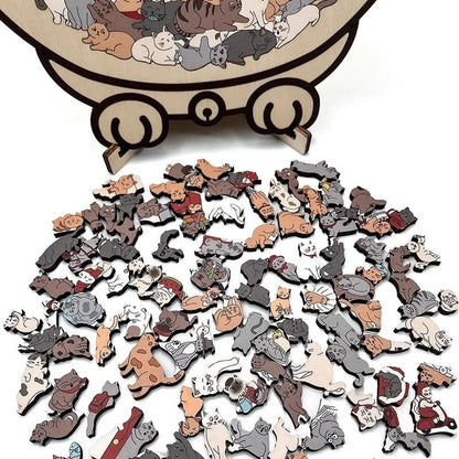 Cat Shaped Wooden Jigsaw Puzzle