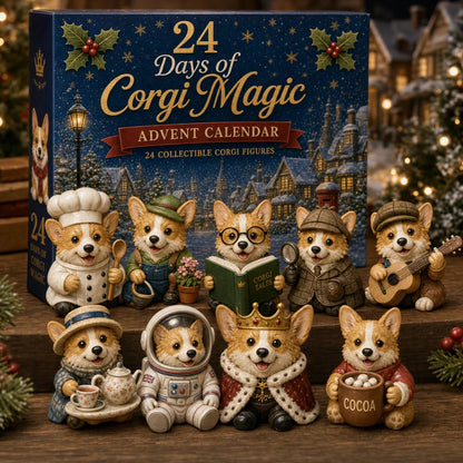 🎄💥British Corgis 2D Advent Calendar 2026 - 24‑Day Festive Countdown, Corgi Figurines Blind Box - Gift For Corgi Lovers