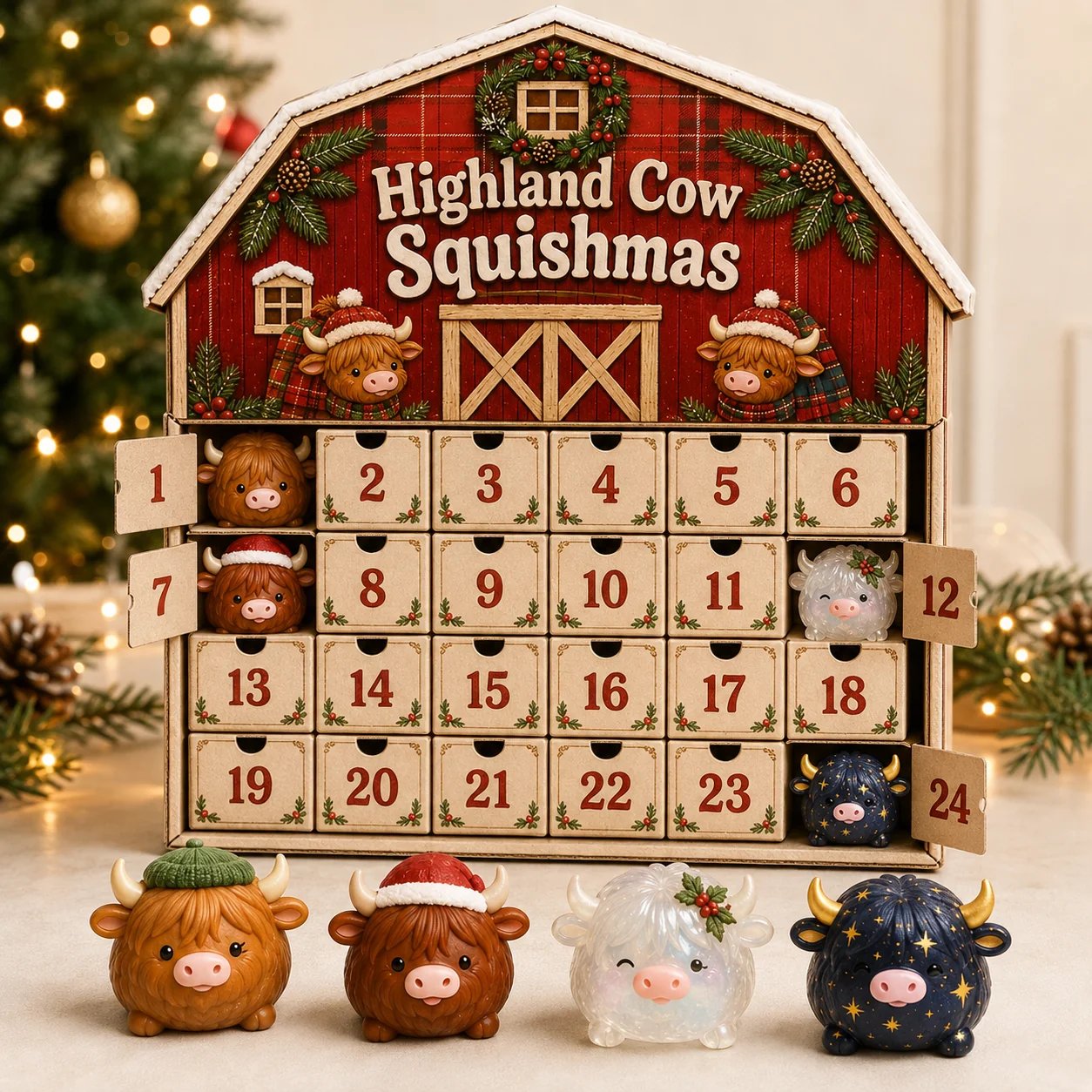 🐮 Highland Cow Squishy Collection | 12-Piece Harvest Herd or 24-Piece Holiday Collector’s Edition with Unique Characters & Secret Cow ✨(📦Buy 2 Free Shipping)