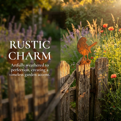 🐦 5-Piece Lifelike Rusty Metal Bird Silhouettes Garden Art