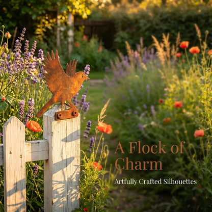🐦 5-Piece Lifelike Rusty Metal Bird Silhouettes Garden Art