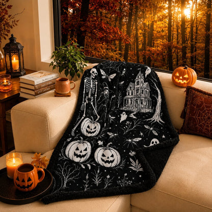 🎨Halloween Colouring Sherpa Blanket| Washable, Reusable, DIY Spooky Decor & Family Craft Gift