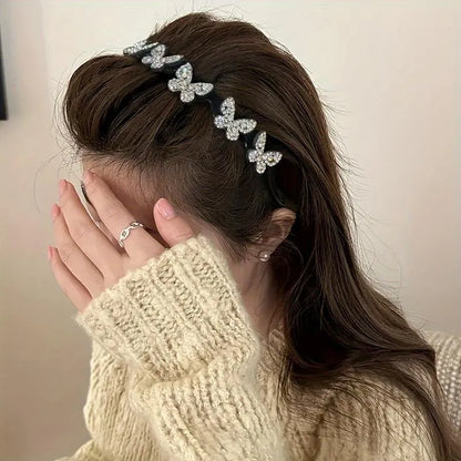✨ Wavy Butterfly Headband Set – Non‑Slip, Sparkling, 4 Colors