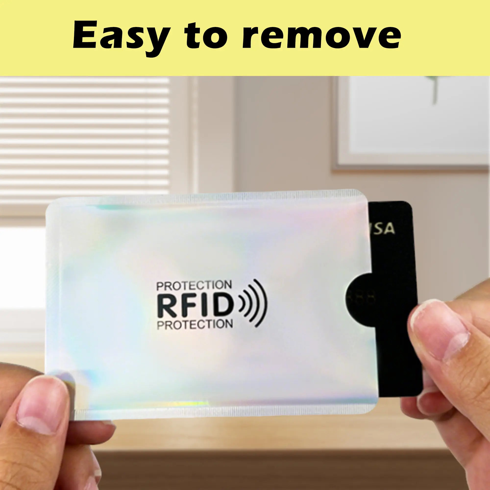 Credit card sliding easily from an RFID blocking sleeve