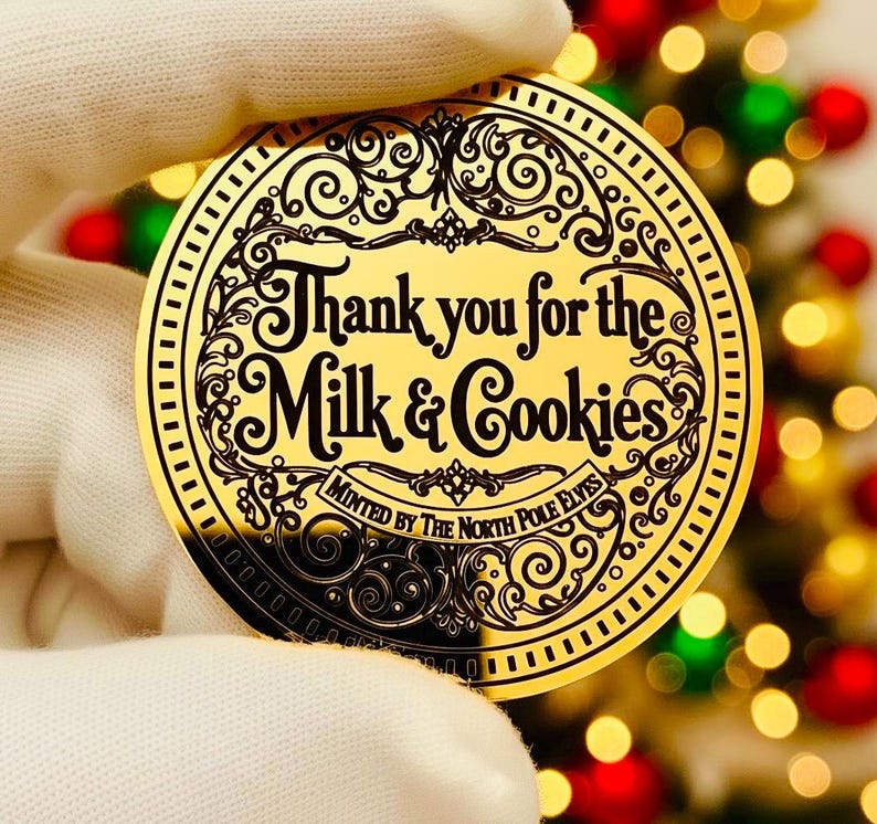 🎄🎅Santa Gold Coin ‘THANK YOU For The Milk & Cookies’!