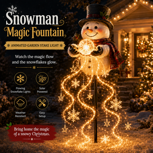 🎅✨Snowman Magic Fountain - Flowing Snowflake LED Christmas Garden Light❄️