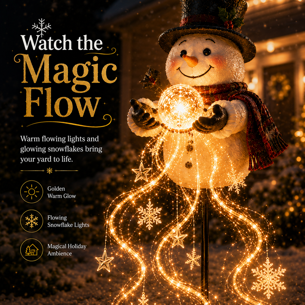 🎅✨Snowman Magic Fountain - Flowing Snowflake LED Christmas Garden Light❄️