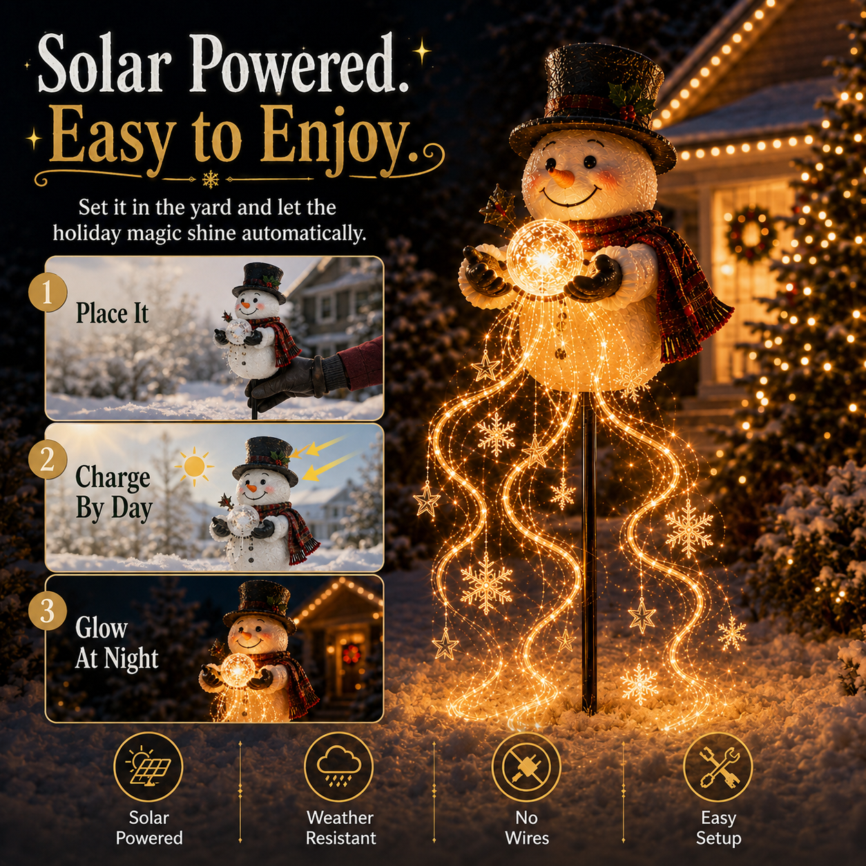 🎅✨Snowman Magic Fountain - Flowing Snowflake LED Christmas Garden Light❄️