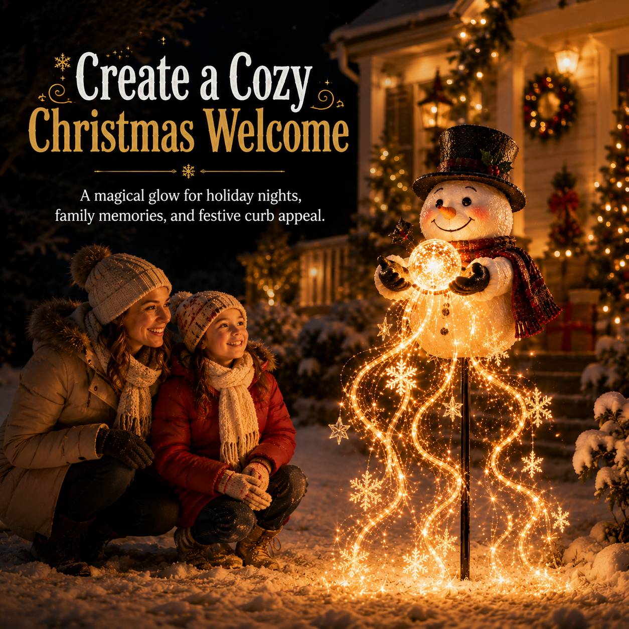🎅✨Snowman Magic Fountain - Flowing Snowflake LED Christmas Garden Light❄️