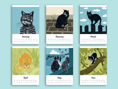 Cat Calendar 2027 Illustrations A5 - english