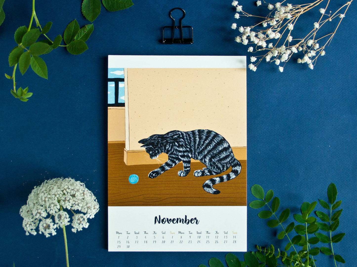 Cat Calendar 2027 Illustrations A5 - english