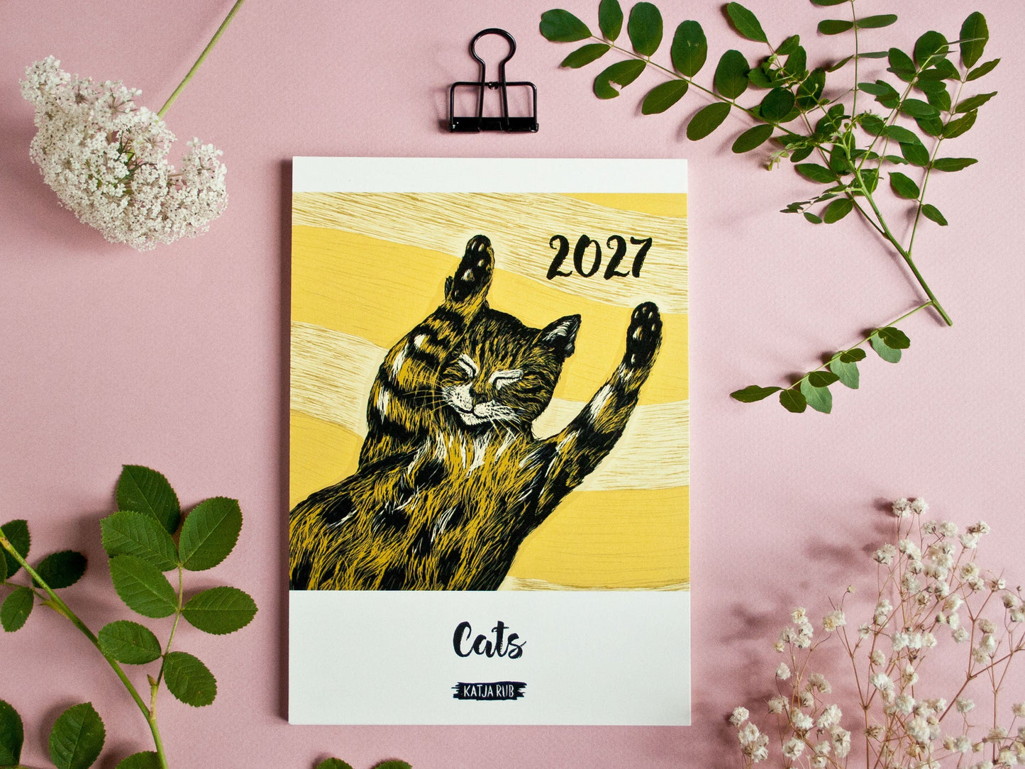 Cat Calendar 2027 Illustrations A5 - english