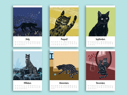 Cat Calendar 2027 Illustrations A5 - english