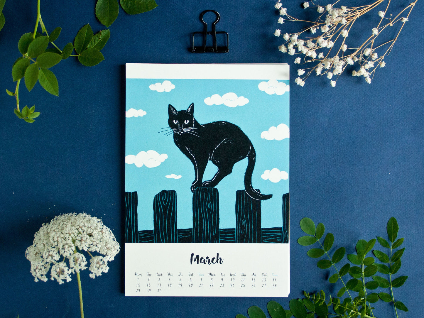 Cat Calendar 2027 Illustrations A5 - english