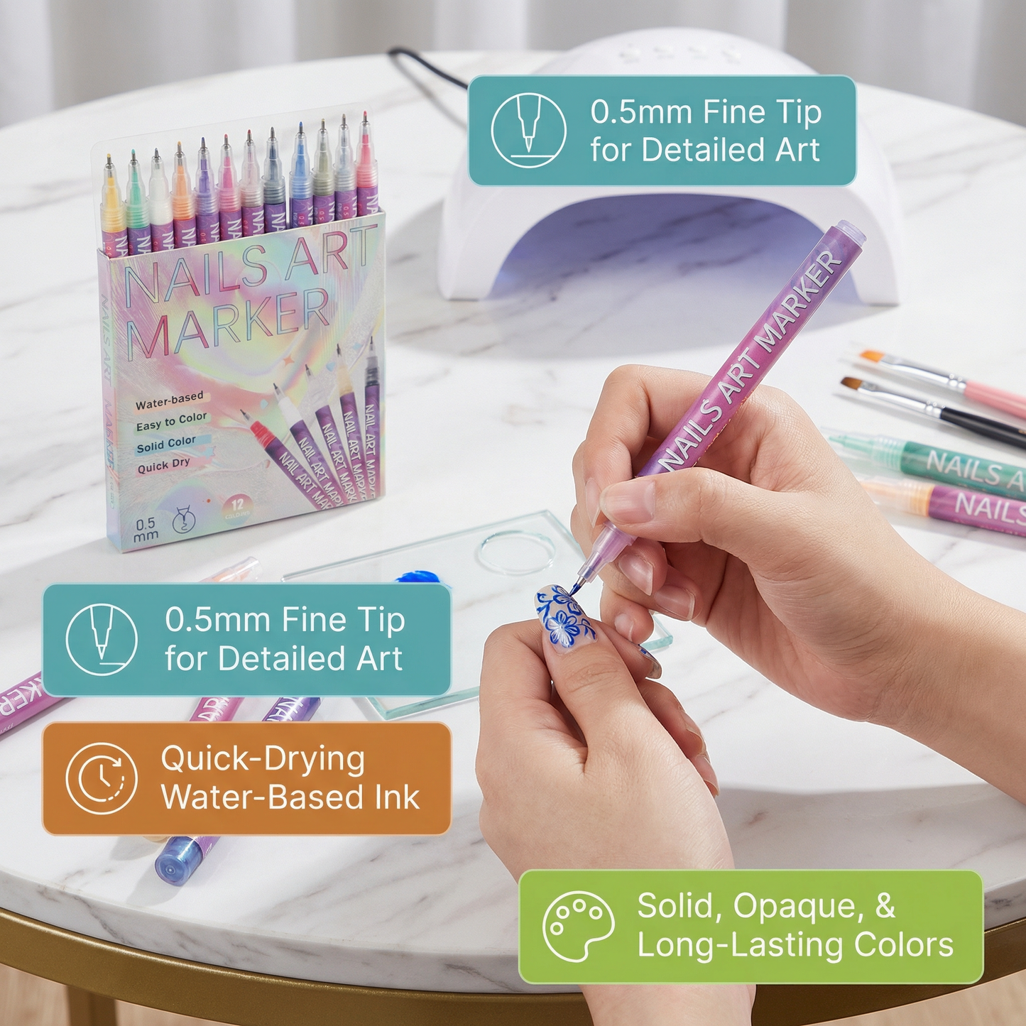 💅Nail Art Marker Set with Precision Tip – Acrylic Pens for Detailed Nail Designs🌼