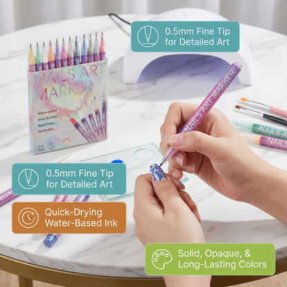 💅Nail Art Marker Set with Precision Tip – Acrylic Pens for Detailed Nail Designs🌼