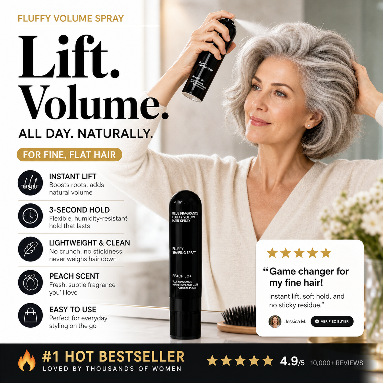 💁 Fluffy Hair Shaping Spray, Long Lasting Bleu Scent Volumizing Hair Mist for All-Day Hold