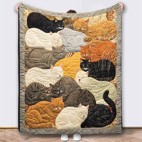 🐱🎄 Vintage Cat Pattern Flannel Blanket – Cozy & Comfortable ✨