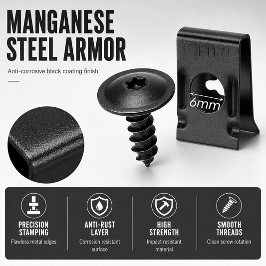 🔥👍Universal Car Metal U-Type Clips and Screws Set