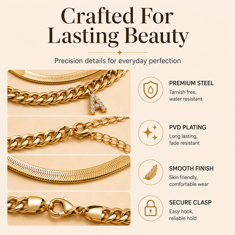 📢📢50% OFF !! ⏰Dainty Layered Gold Initial Anklets for Women
