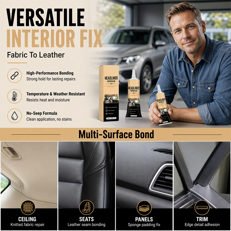 🎉49K+ Sold 🚗 Waterproof Car Headliner Repair Glue, High Strength Adhesive for Sagging Car Ceiling & Interior