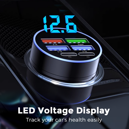 📢📢50% OFF !! ⏰6-In-1 Car Fast Phone Charger with Voltage Display
