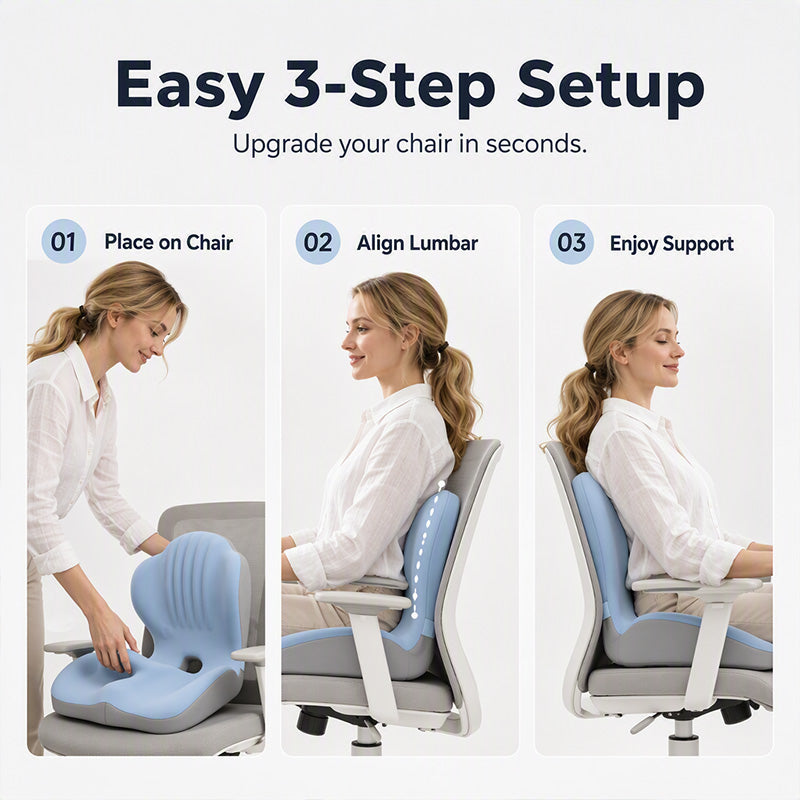 Ergonomic memory foam seat cushion with back support