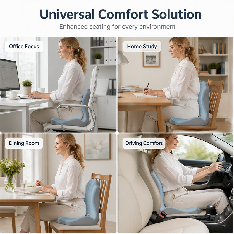 Ergonomic memory foam seat cushion with back support