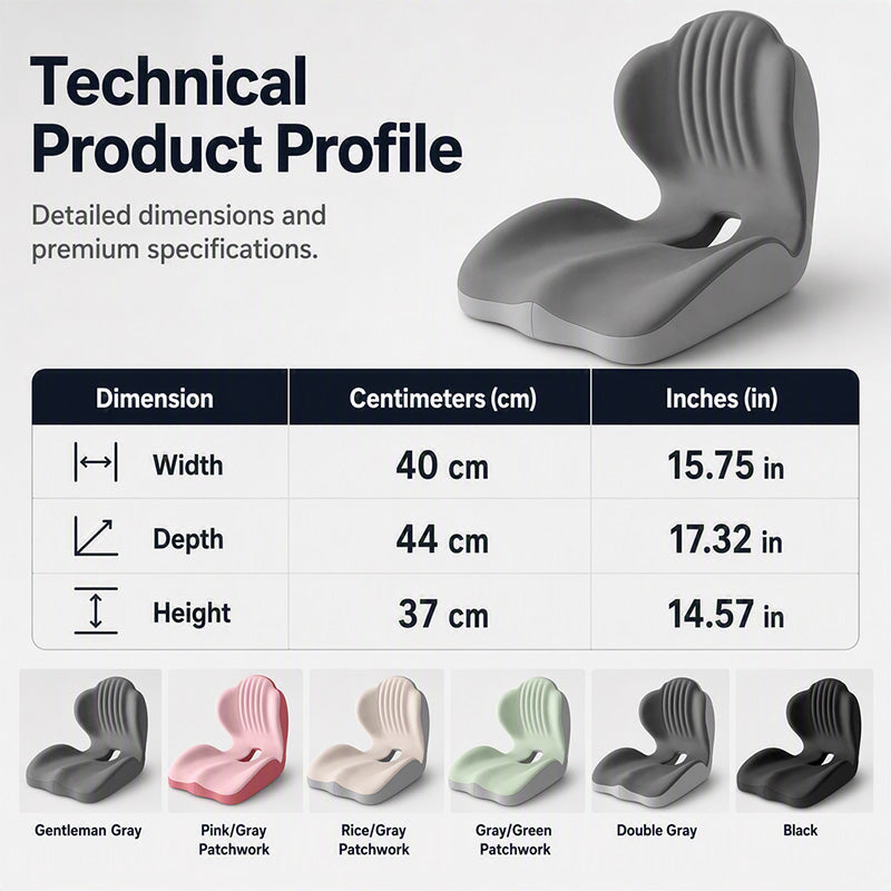 Ergonomic memory foam seat cushion with back support