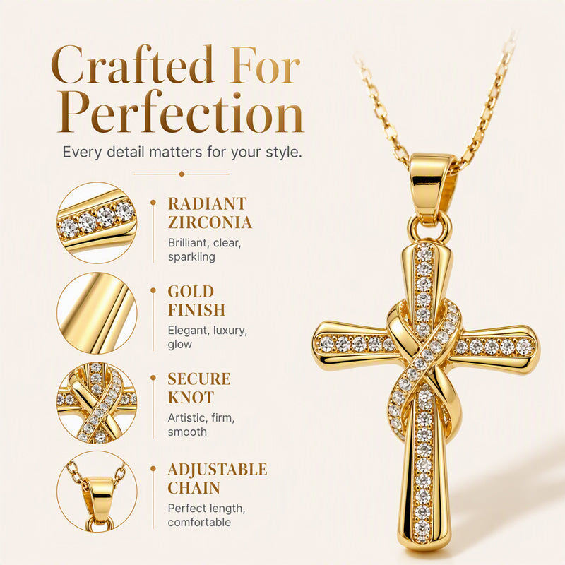 📢📢50% OFF !! ⏰Women's Sparkling Twisted Knot Cross Pendant Necklace✝️📿