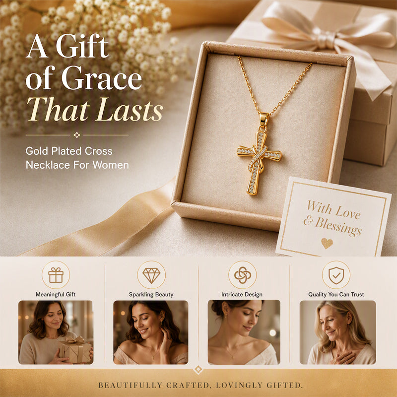 📢📢50% OFF !! ⏰Women's Sparkling Twisted Knot Cross Pendant Necklace✝️📿