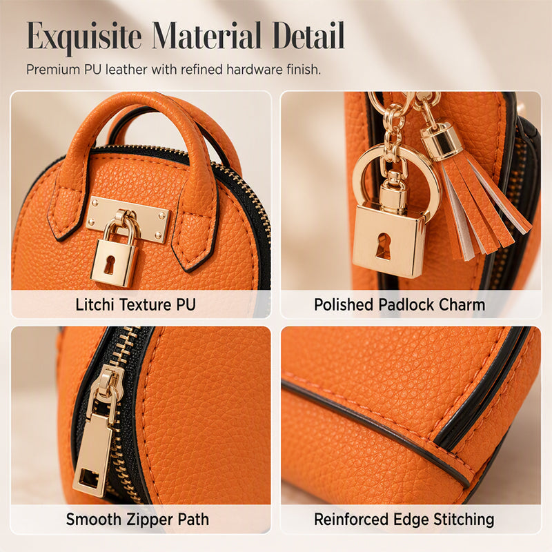 🎉 LIMITED TIME 50% OFF! 🐚 Mini Shell Bag Keychain – PU Leather Lipstick Coin Purse with Golden Padlock & Tassel ✨