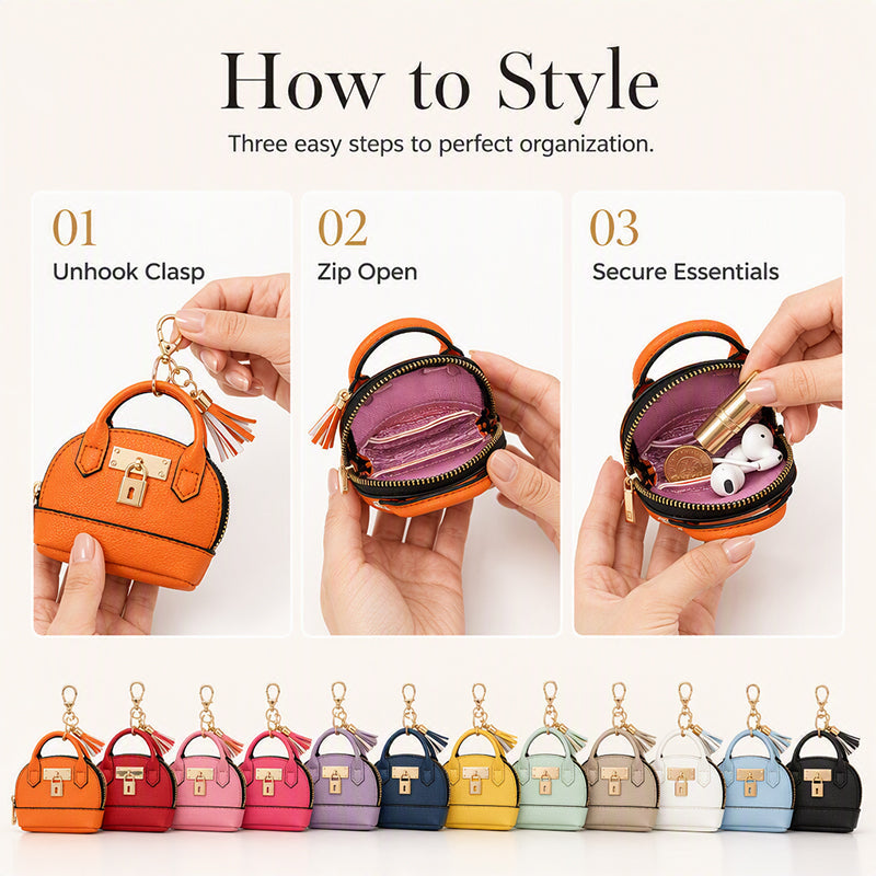 🎉 LIMITED TIME 50% OFF! 🐚 Mini Shell Bag Keychain – PU Leather Lipstick Coin Purse with Golden Padlock & Tassel ✨