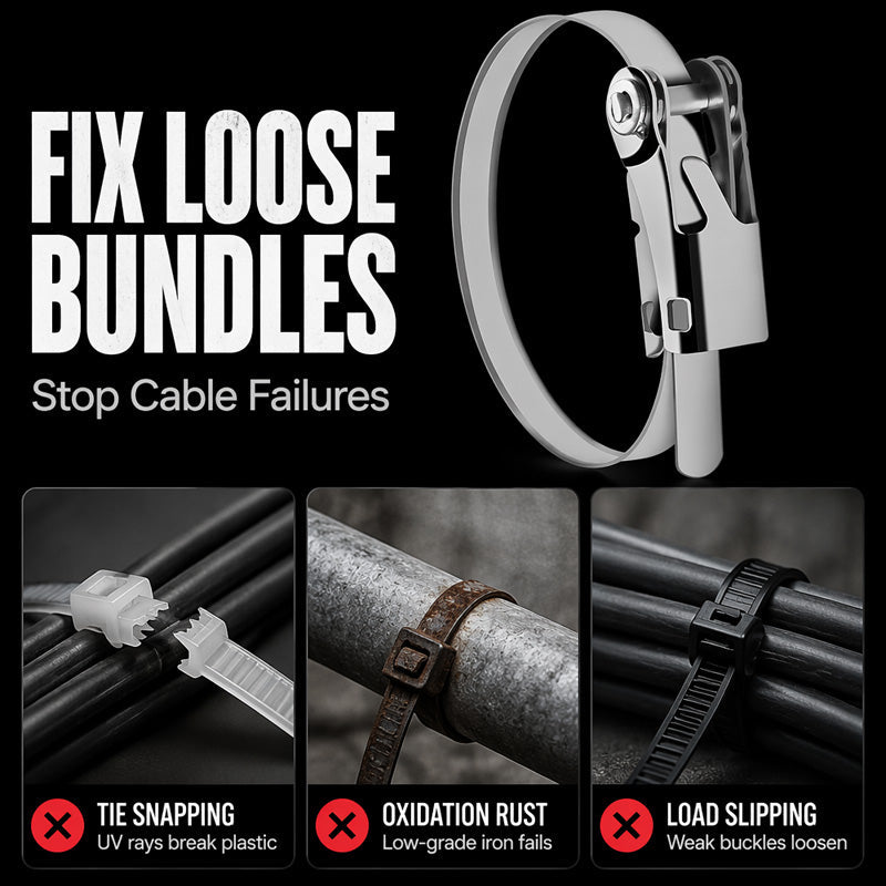 🥳2026 HOT SALE🥳50K+ SOLD!🔩 Heavy Duty Stainless Steel Cable Tie – 304 Steel, Rust-Proof, Ratchet Lock – Secure Heavy Loads Indoors & Out! ✨