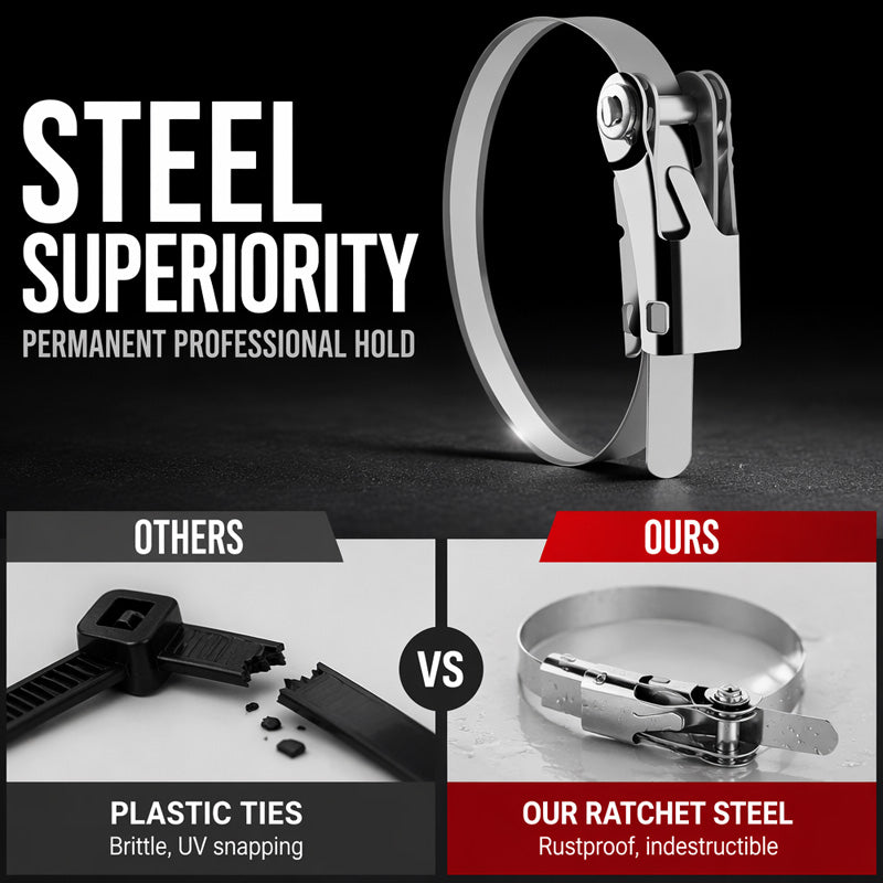 🥳2026 HOT SALE🥳50K+ SOLD!🔩 Heavy Duty Stainless Steel Cable Tie – 304 Steel, Rust-Proof, Ratchet Lock – Secure Heavy Loads Indoors & Out! ✨