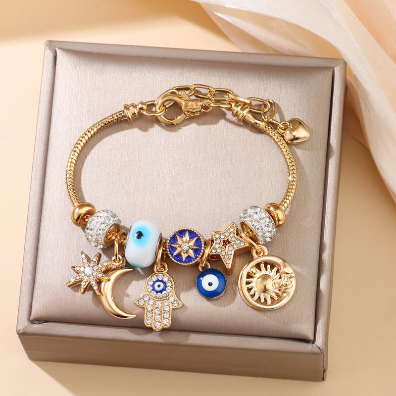 📢📢40% OFF !! ⏰Celestial Sun Moon Charm Bracelet