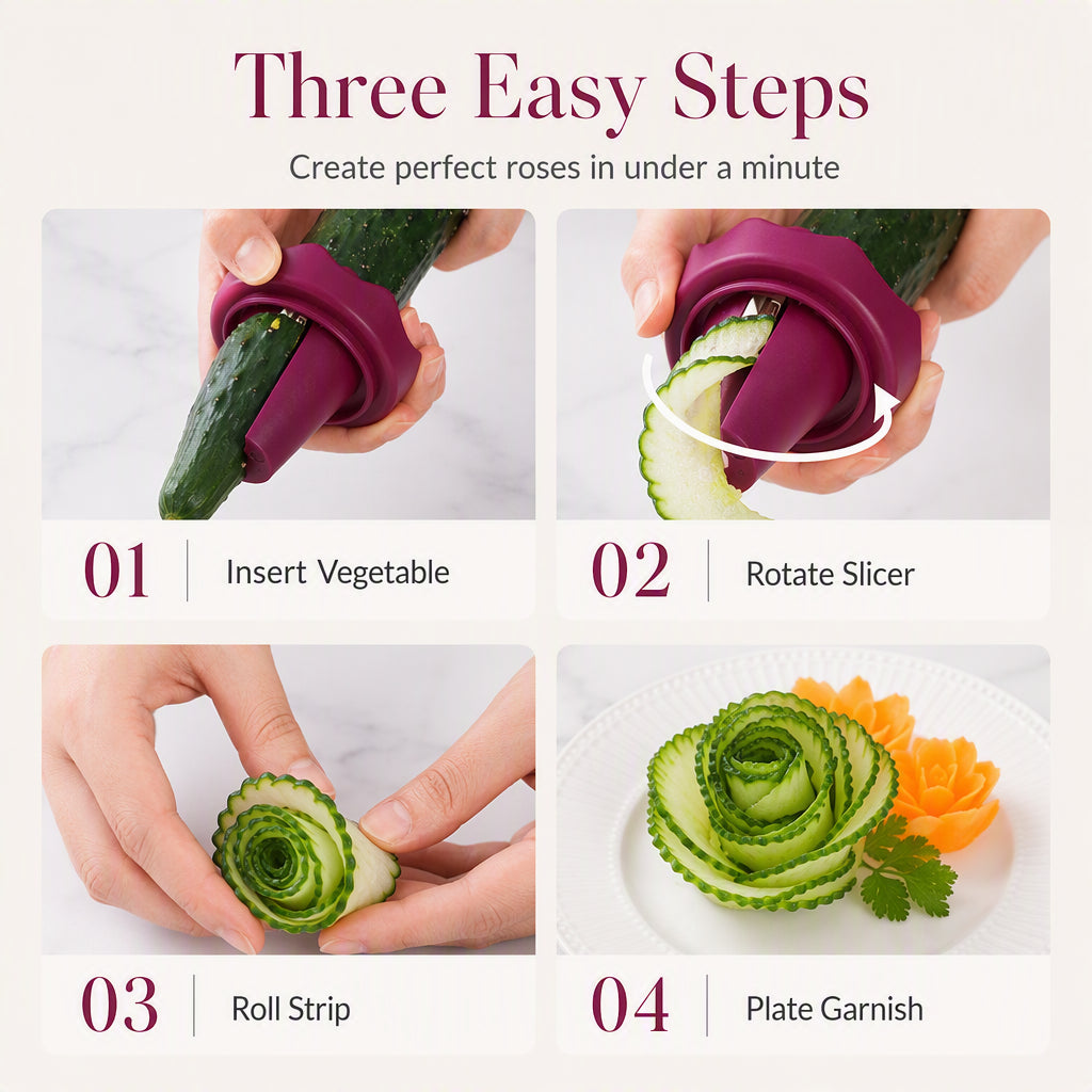 Manual Vegetable Spiralizer and Curler for Rose Flower Carving