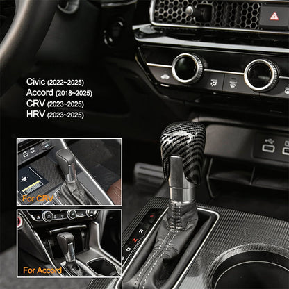 Gear Shift Knob Cover for 2018-2025 Civic Carbon Fiber Trim