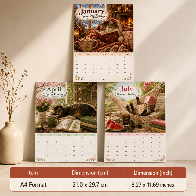 😻 2027 Cats Chillin' with Books Wall Calendar – Adorable Cat‑Book Art, Large Writing Blocks, Perfect Gift For Cat & Book Lovers!