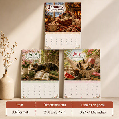 😻 2027 Cats Chillin' with Books Wall Calendar – Adorable Cat‑Book Art, Large Writing Blocks, Perfect Gift For Cat & Book Lovers!
