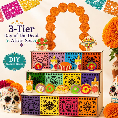 🎉 2026 Sale — Over 9,000 Sold! 💀🌼 Build your own Day of the Dead altar — three tiers, traditional hollowed patterns, and DIY painting option. A beautiful way to honor loved ones and celebrate the holiday. 🕯️