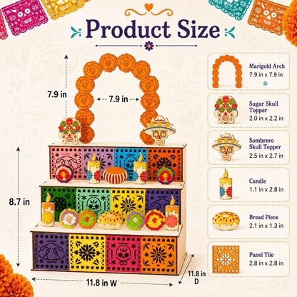 🎉 2026 Sale — Over 9,000 Sold! 💀🌼 Build your own Day of the Dead altar — three tiers, traditional hollowed patterns, and DIY painting option. A beautiful way to honor loved ones and celebrate the holiday. 🕯️