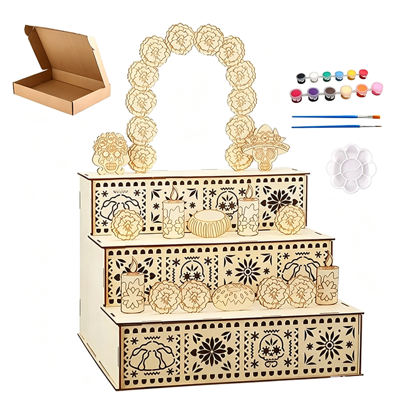 🎉 2026 Sale — Over 9,000 Sold! 💀🌼 Build your own Day of the Dead altar — three tiers, traditional hollowed patterns, and DIY painting option. A beautiful way to honor loved ones and celebrate the holiday. 🕯️